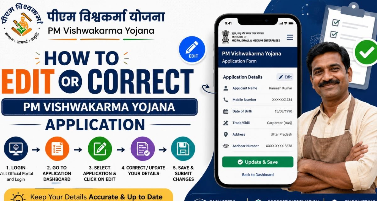 How to Edit or Correct PM Vishwakarma Yojana Application