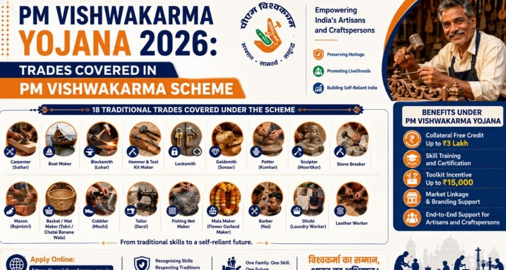 Trades Covered in PM Vishwakarma Scheme